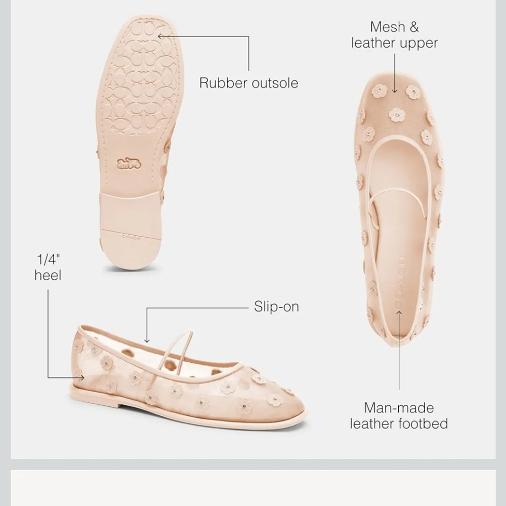 Coach Women's Emilia Mary Jane with Tea Rose Flat Shoes Blush 10 New In Box! - Picture 4 of 7